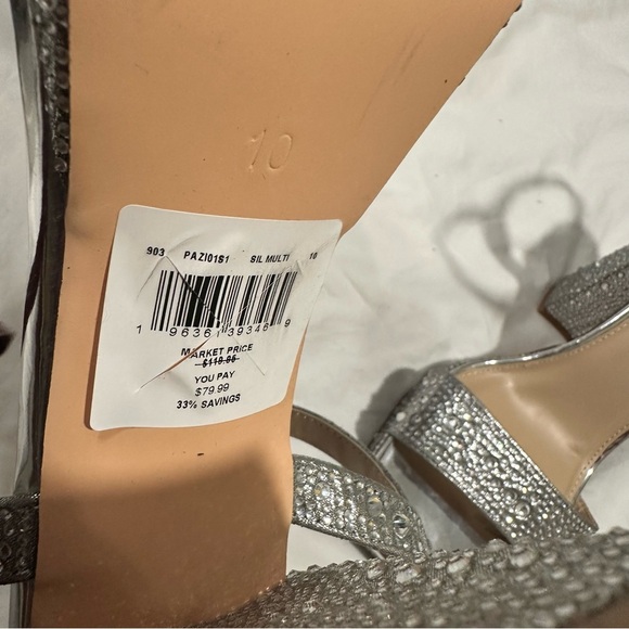 New Steve Madden Oleya Silver Rhinestone Glass Upper Sandal size 10 reg $149 - Picture 6 of 9